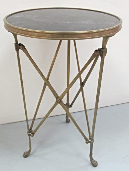 Brass Tri Pod Marble Top Side Table (1 of 2)