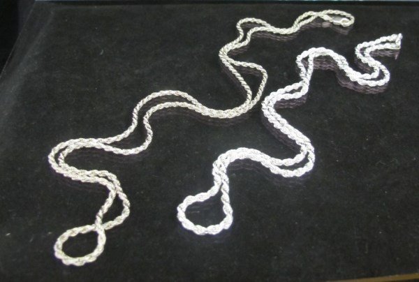 2 Sterling Silver Rope Chains: 2 Sterling Silver Rope Chains