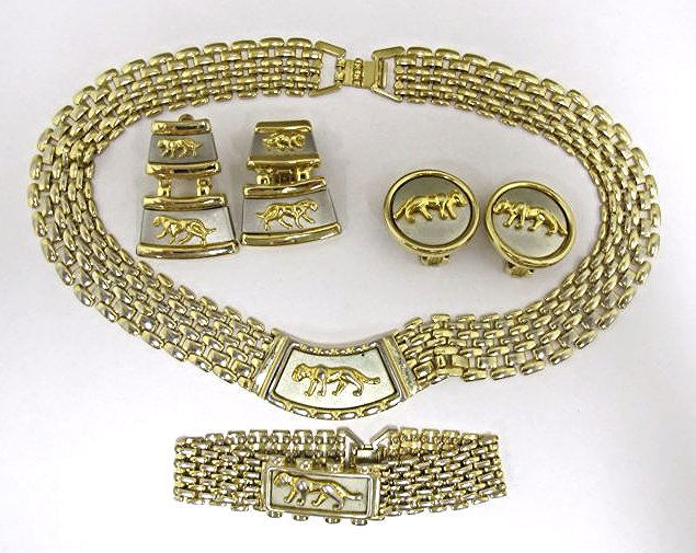 Cartier Panther Style Gold Tone Jewelry Set (1 of 2)