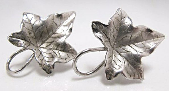 Sterling Silver Leaf Style Earrings, 2.98dwt (1 of 2)