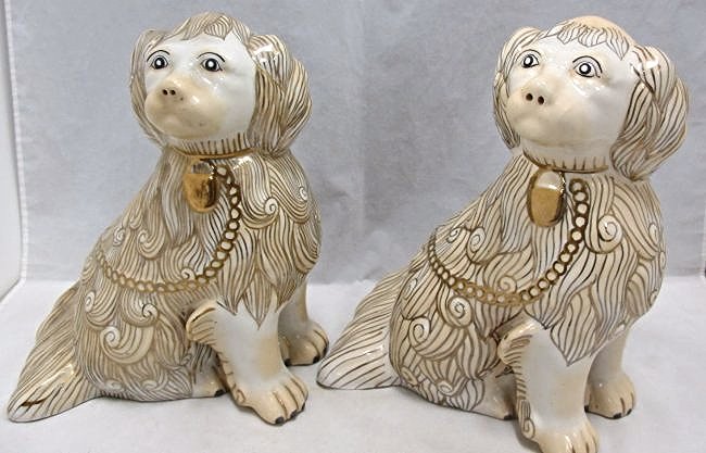 Two (2) Chinese Porcelain 10" Foo Dogs (1 of 2)