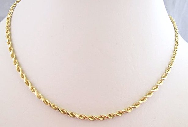 14K Yellow Gold Rope Chain, 16", 6.21dwt: 14K Yellow Gold Rope Chain, 16", 6.21dwt