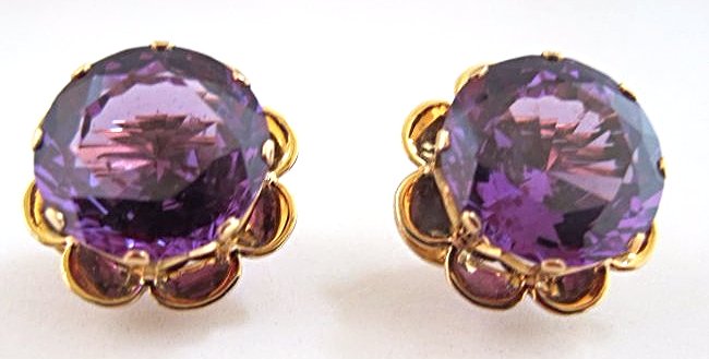 Large 14K Yellow Gold Amethyst Earrings (1 of 3)