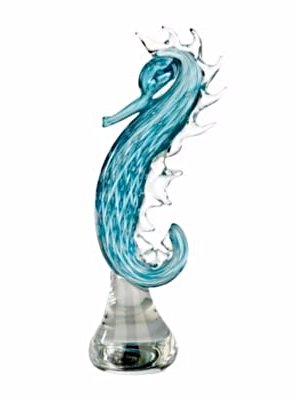 Waterford Crystal 12" Evolution Art Glass Cerulean Blue: Waterford Crystal 12" Evolution Art Glass Cerulean Blue Seahorse