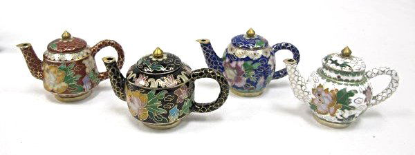 Collection of Miniature Chinese Cloisonne Tea Pots (1 of 2)