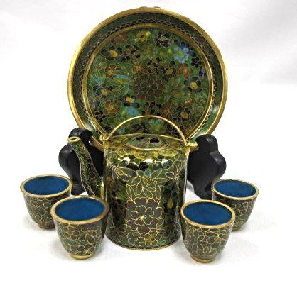 Miniature Chinese Cloisonne Tea Set (1 of 3)