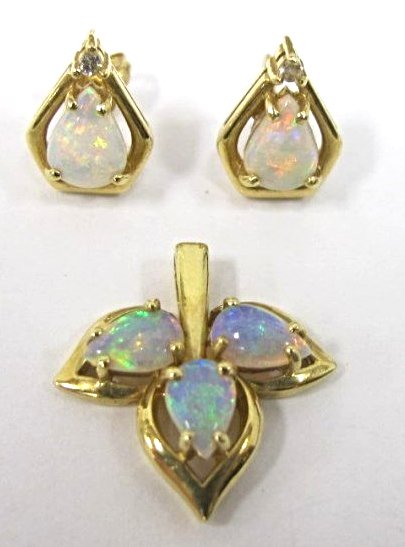 14K Opal Earrings & Drop Set (1 of 1)