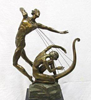 The Harp Player by Misha Frid, Bronze Sculpture, Singed (1 of 4)