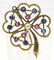 Vintage 14K Yellow Gold Sapphire, Ruby & Pearl Clover