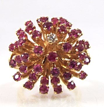 Vintage 14K Ruby & Diamond Dome Ring, 6.52dwt, Size 6 (1 of 3)