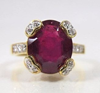 18K Yellow Gold Ruby and Diamond Ring (1 of 3)