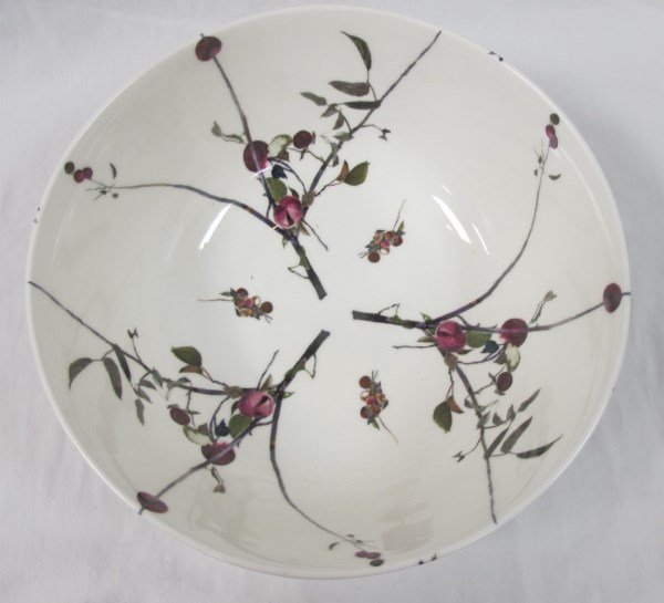 Royal Doulton Andrew Wyeth Porcelain Bowl, 1973, Fine: Royal Doulton Andrew Wyeth Porcelain Bowl, 1973, Fine Bone China with All Over Apple Orchard Scene Designed by Andrew Wyeth for Royal Doulton., 13" diameter, 5 1/2" high