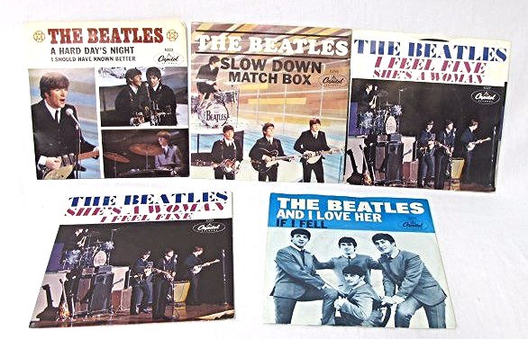 Collection of Five (5) The Beatles 45RPM Capitol: Collection of Five (5) The Beatles 45RPM Capitol Records to Include (2) She's A Woman #5327; I Should Have Known Better/A Hard Day's Night #5222; And I Love Her/If I Fell #5235; Slow Down/Match Box #5