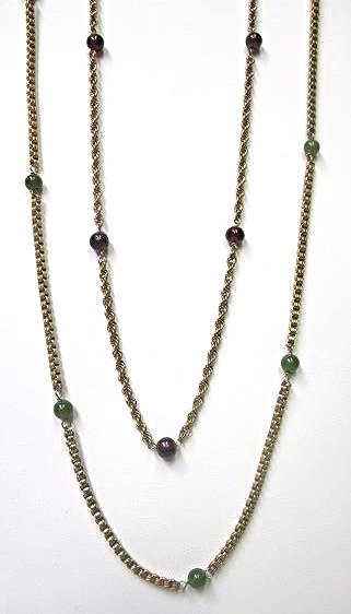 Two (2) 22" 12K Gold Filled Necklaces Jade & Garnet (1 of 2)