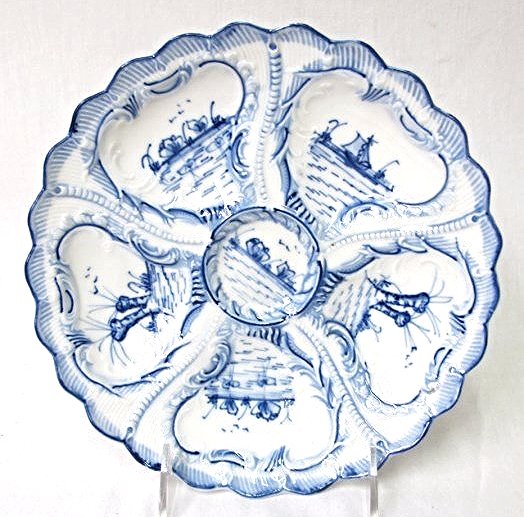 Weimar Germany Oyster Plate with Hand Painted Delft (1 of 1)