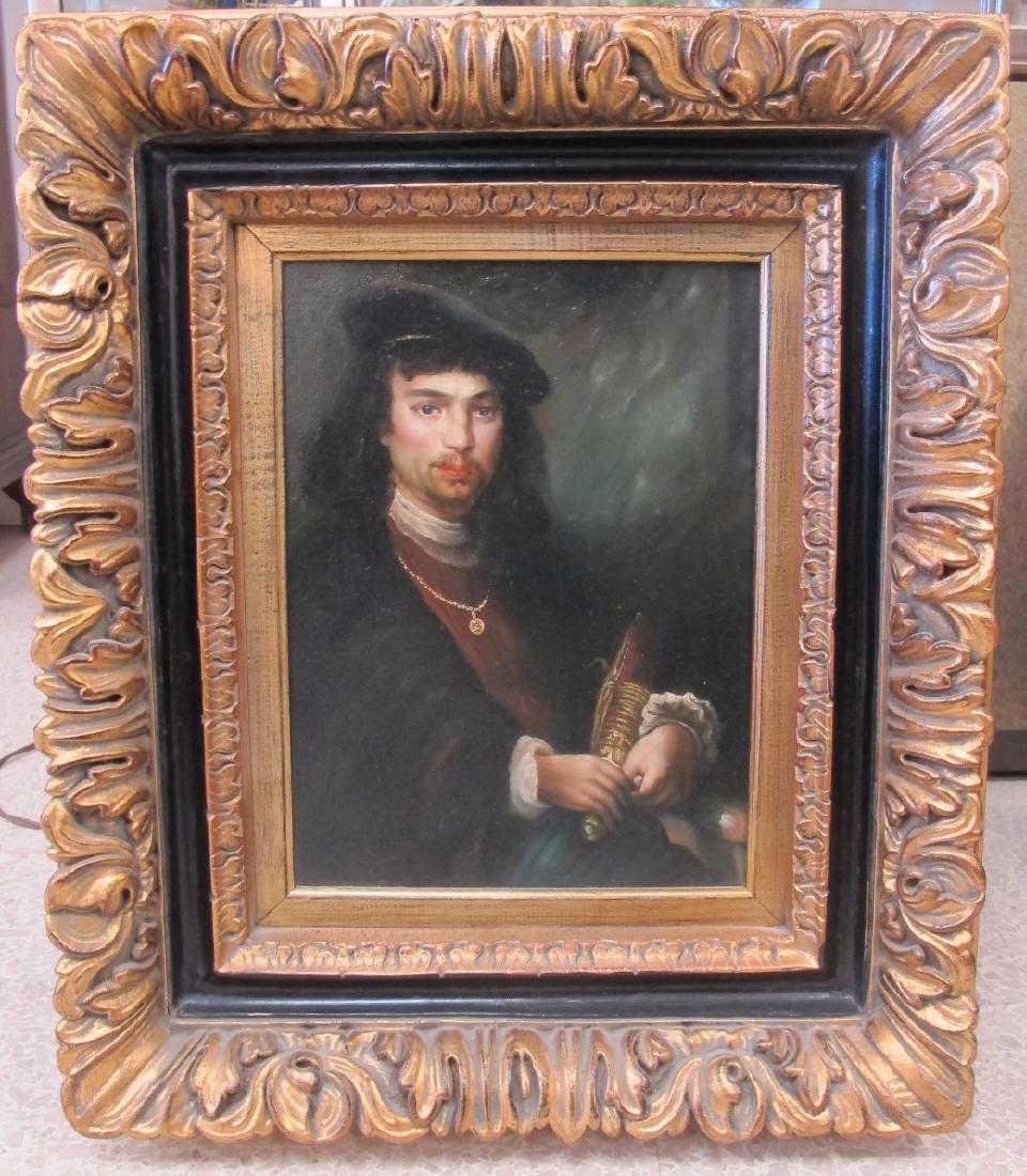 Rembrandt Self Portrait, Oil on Canvas, Framed 27"x23 (1 of 3)