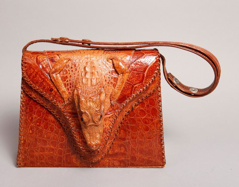 real alligator purse with head