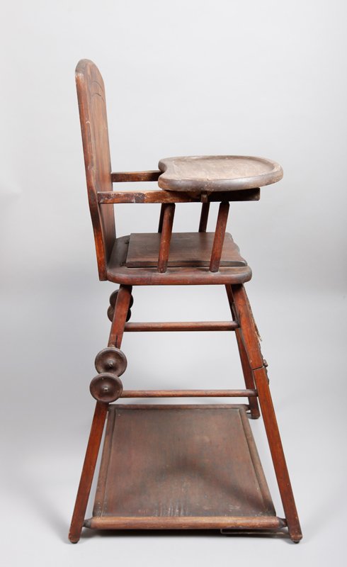 116: 19th Century Convertible Wood High Chair : Lot 116