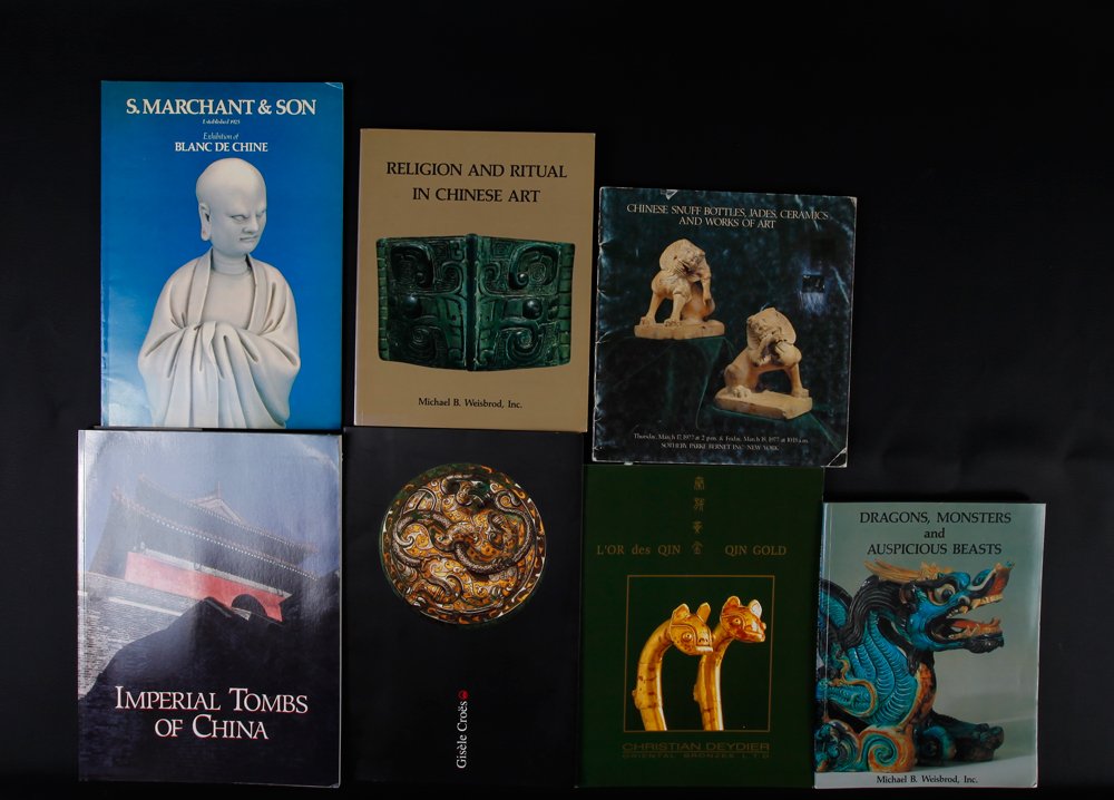 Grouping of Chinese Information Books: Includes Blanc de Chine by S. Marchant & Son, Religion and Ritual in Chinese Art by Michael B. Weisbrod, Inc., Chinese Snuff Bottles, Jades, Ceramics and Works of Art Sotheby Parke Bernet Inc. March 1