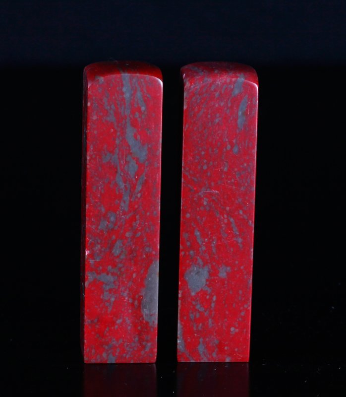 Pair of Chinese Soapstone Seals: Blank seals with slightly rounded tops. 3.125" H x .75" Sq. Excellent condition.