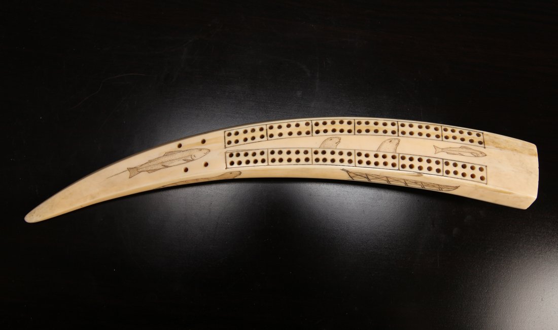 Vintage Inuit Walrus Ivory Cribbage Board May 04, 2014 Eastern