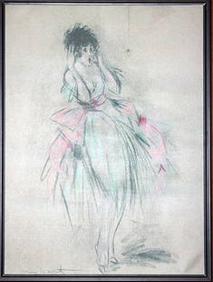 Louis Icart Giclee' on canvas: Louis Icart giclee on canvas measuring approx. 28 x 22 in good condition framed and matted. The is older being well maintained in good condition.