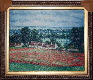 Monet embellished Giclee' on canvas: Monet embellished Giclee' on canvas limited edition measuring approx. 36 x 42 with very ornate guilded framed, signed and numbered. After Monet.