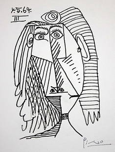 Picasso limited edition lithograph: Picasso limited edition lithograph, signed and numbered measuring approx. 13x10 1/4 (image). The work is also framed and matted in mint condition."Le Gout Du Bonheur Suite"