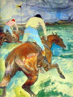 Toulouse Lautrec "The Jockey": High Quality Giclee' measuring approx. 16x20. The work is plate signed and in mint condition. Very low opening bid.