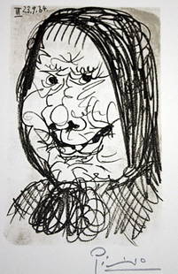 Picasso limited edition lithograph: Picasso limited edition lithograph, signed and numbered measuring approx. 13x10 1/4 (image). The work is also framed and matted in mint condition."Le Gout Du Bonheur Suite"