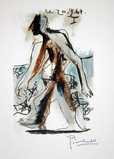 Picasso limited edition lithograph: Picasso limited edition lithograph, signed and numbered measuring approx. 13x10 1/4 (image). The work is also framed and matted in mint condition."Le Gout Du Bonheur Suite"