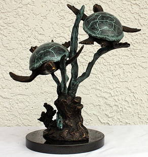 "Sea Turtles" sculpture: "Sea Turtles Sculpture" sculpture (not bronze resin) measuring approx. 16x8x8 in very good condition.