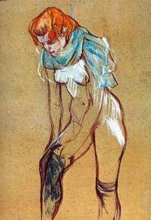 Toulouse Lautrec "Stockings": High Quality Giclee' measuring approx. 16x20. The work is plate signed and in mint condition. Very low opening bid.