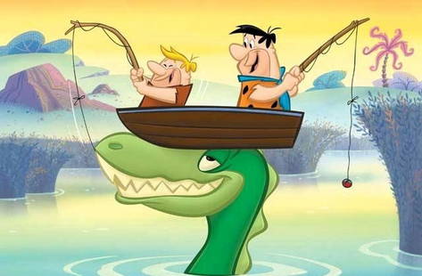 "Fred and Barney Fishing" Hanna Barbera: Hanna Barbera "Fred and Barney Fishing" High quality giclee measuring approx. 16x20. The work is in a very small edition and mint condition.