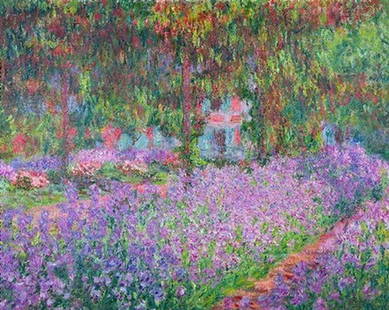 Monet " Artist Garden": High Quality Giclee' measuring approx. 16x20. The work is plate signed and in mint condition. Very low opening bid.