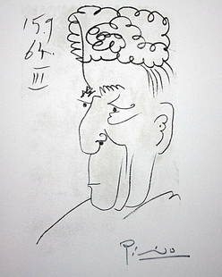 Picasso limited edition lithograph: Picasso limited edition lithograph, signed and numbered measuring approx. 13x10 1/4 (image). The work is also framed and matted in mint condition."Le Gout Du Bonheur Suite"