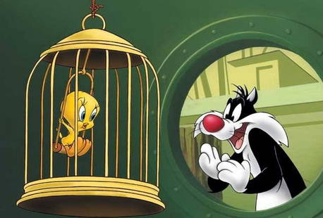 "Tweety in a Guilty Cage" Warner Bros.: Warner Bros. "Tweety in a Guilty Cage" High quality giclee measuring approx. 16x20. The work is in a very small edition and mint condition.