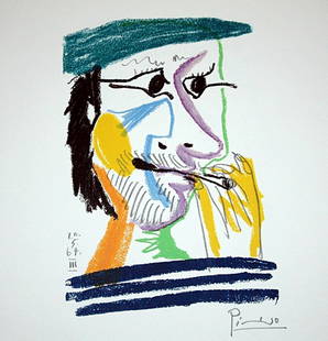 Picasso limited edition lithograph: Picasso limited edition lithograph, signed and numbered measuring approx. 13x10 1/4 (image). The work is also framed and matted in mint condition."Le Gout Du Bonheur Suite"