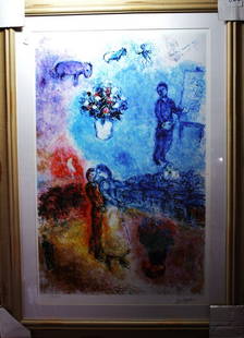 Chagall lithograph in colors ltd. Ed.: Marc Chagall lithograph. Published in Paris circa, measuring approx. 41x30 with very good margins. The work is framed and matted in very good condition. Signed and numbered.
