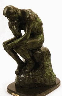 Rodin "Thinker" bronze sculpture: "Thinker" bronze sculpture after Rodin, signed, measuring approx. 33x17 with antique verde green patina,high quality, having a very good paina and finish being well maintained in very good condition.