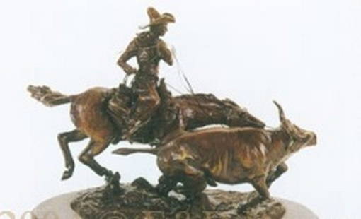 Russell "Bolter" ltd. Ed. Bronze sculpture: Russell "Bolter"limited edition bronze sculpture, signed,numbered,high quality measuring approx. 26x21 having a very good paina and finish being well maintained in very good condition.