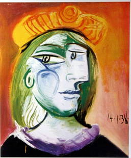 Picasso "Woman with Beret" Lithograph: Picasso "Woman with Beret" lithograph .Sheet Size approx. 16x19. Printed on a heavy weight high quality arches type paper. Beautifully framed and matted. Mint Condition.