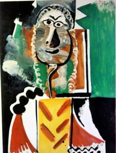 Picasso "Bust of a Man" lithograph: Picasso "Bust Of Man" lithograph .Sheet Size approx. 16x19. Printed on a heavy weight high quality arches type paper. Beautifully framed and matted. Mint Condition.