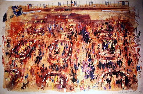 Neiman "Stock Exchange" Lithograph: Leroy Neiman "Stock Exchange" measuring approx. 24x36 (sheet size),double signed (hand and plate) meticously framed and matted. Mint condition.