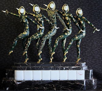 120F: Chiparus "Chorus Line" Ivory and Bronze sculpture