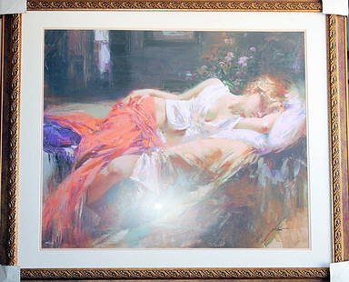 Pino signed lithograph: Pino signed lithograph measuring approx. 41 x 41.5 framed and matted, well maintained and in good condition.