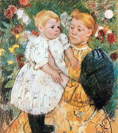 Cassatt "In the Garden": High Quality Giclee' measuring approx. 16x20. The work is plate signed and in mint condition. Very low opening bid.