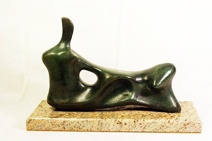 Henry Moore Limited Edition Bronze - Maquette fo: Henry Moore signed and numbered bronze sculpture, "Maquette for Reclining Figure". Comes with COA. Some variation in patina might occur. Approx. size:8x10x4.