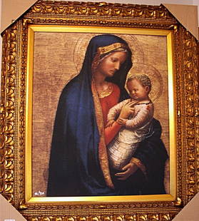 Unknown Artist - Religious Icon Giclee: Religious icon giclee on canvas by unknown artist. Beautifully framed.