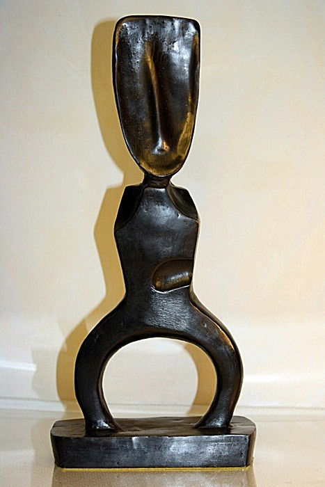 Max Ernst Limited Edition Bronze - Young Man in L: Max Ernst signed and numbered bronze sculpture, "Young Man in Love". Some variation in patina might occur. Approx. size: 16x7x4.
